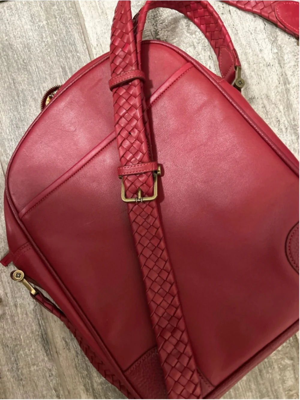 Samsonite Black Label large crossbody bag red leather backpack like new